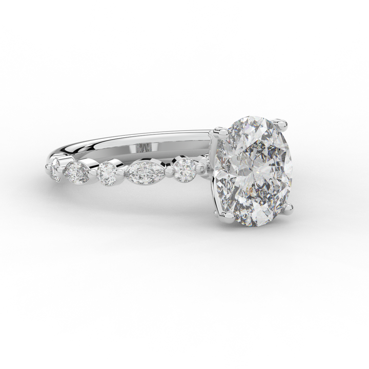 3.10CT.TW OVAL LAB DIAMOND SOLITAIRE ENGAGEMENT RING - Nazarelle