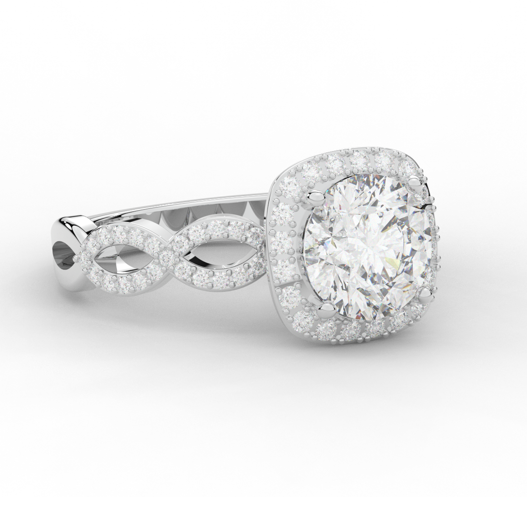 2.35CT.TW ROUND LAB DIAMOND HALO ENGAGEMENT RING - Nazarelle