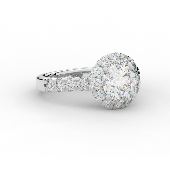 3.50CT.TW ROUND LAB DIAMOND HALO ENGAGEMENT RING - Nazarelle