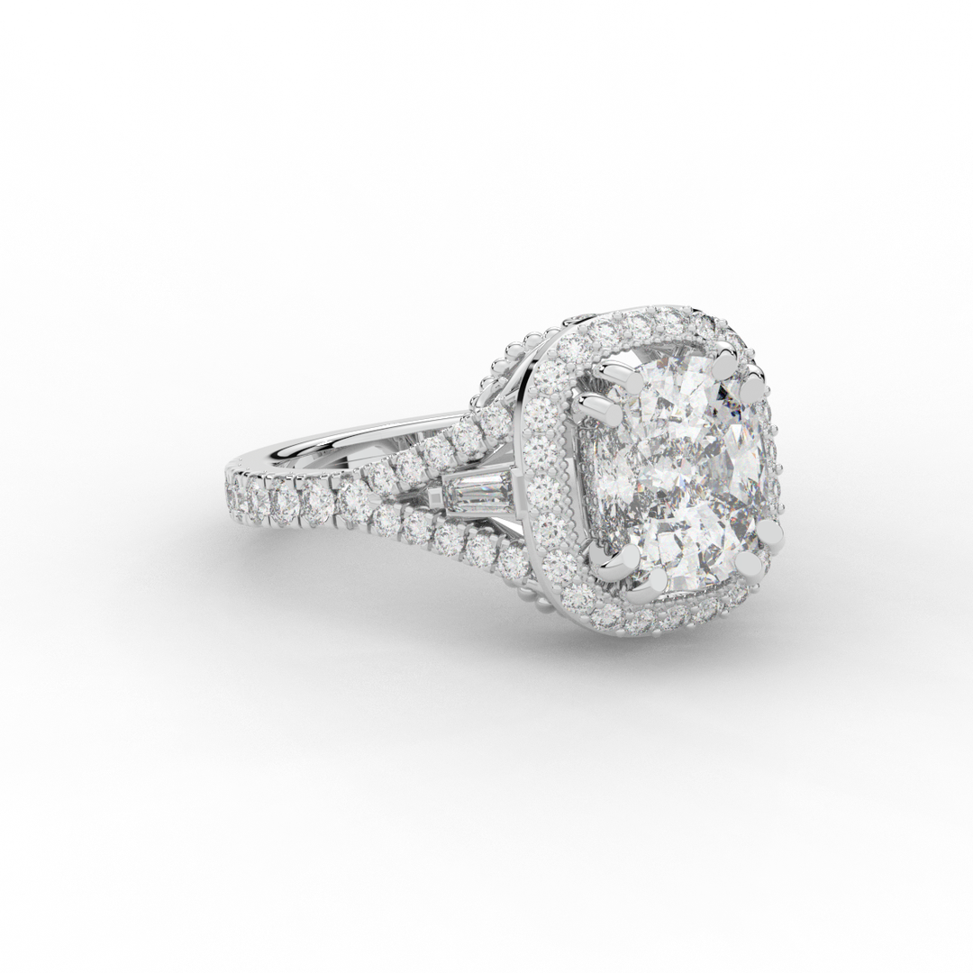 2.50CT.TW CUSHION LAB DIAMOND HALO ENGAGEMENT RING - Nazarelle