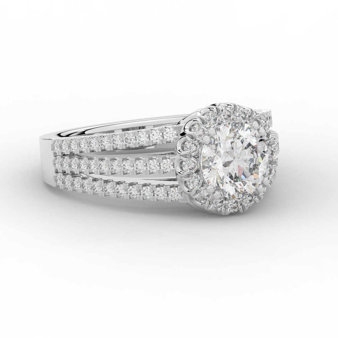 1.95CT.TW ROUND LAB DIAMOND HALO ENGAGEMENT RING - Nazarelle