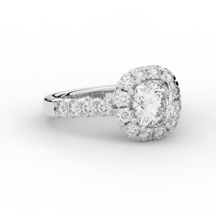 3.45CT.TW CUSHION LAB DIAMOND HALO ENGAGEMENT RING - Nazarelle