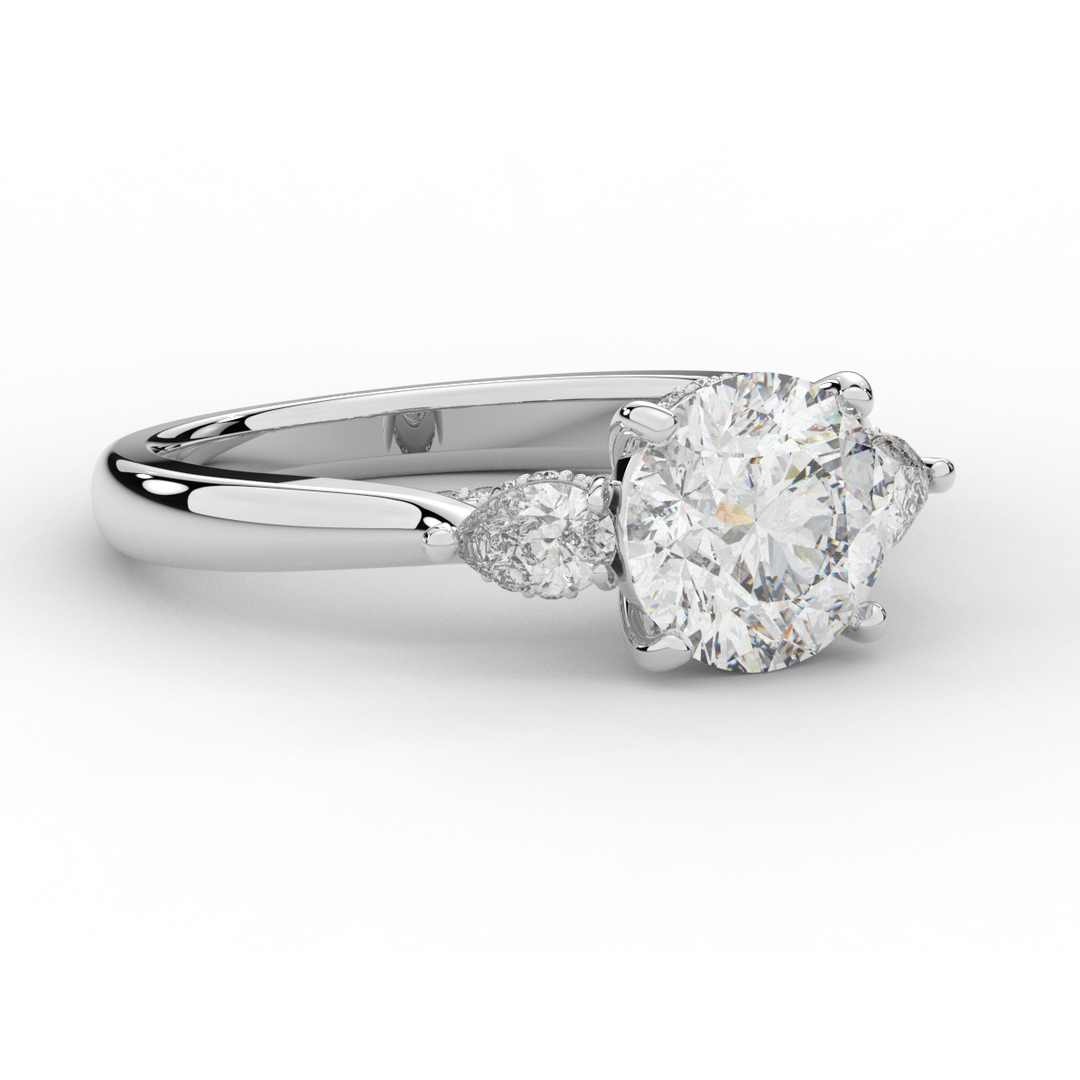 2.40CT.TW ROUND LAB DIAMOND 3 STONE ENGAGEMENT RING - Nazarelle