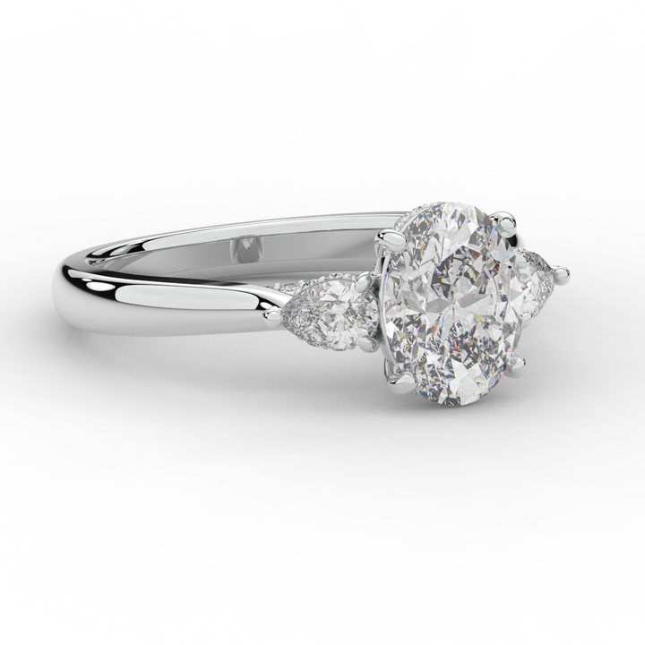 2.40CT.TW OVAL LAB DIAMOND 3 STONE ENGAGEMENT RING - Nazarelle