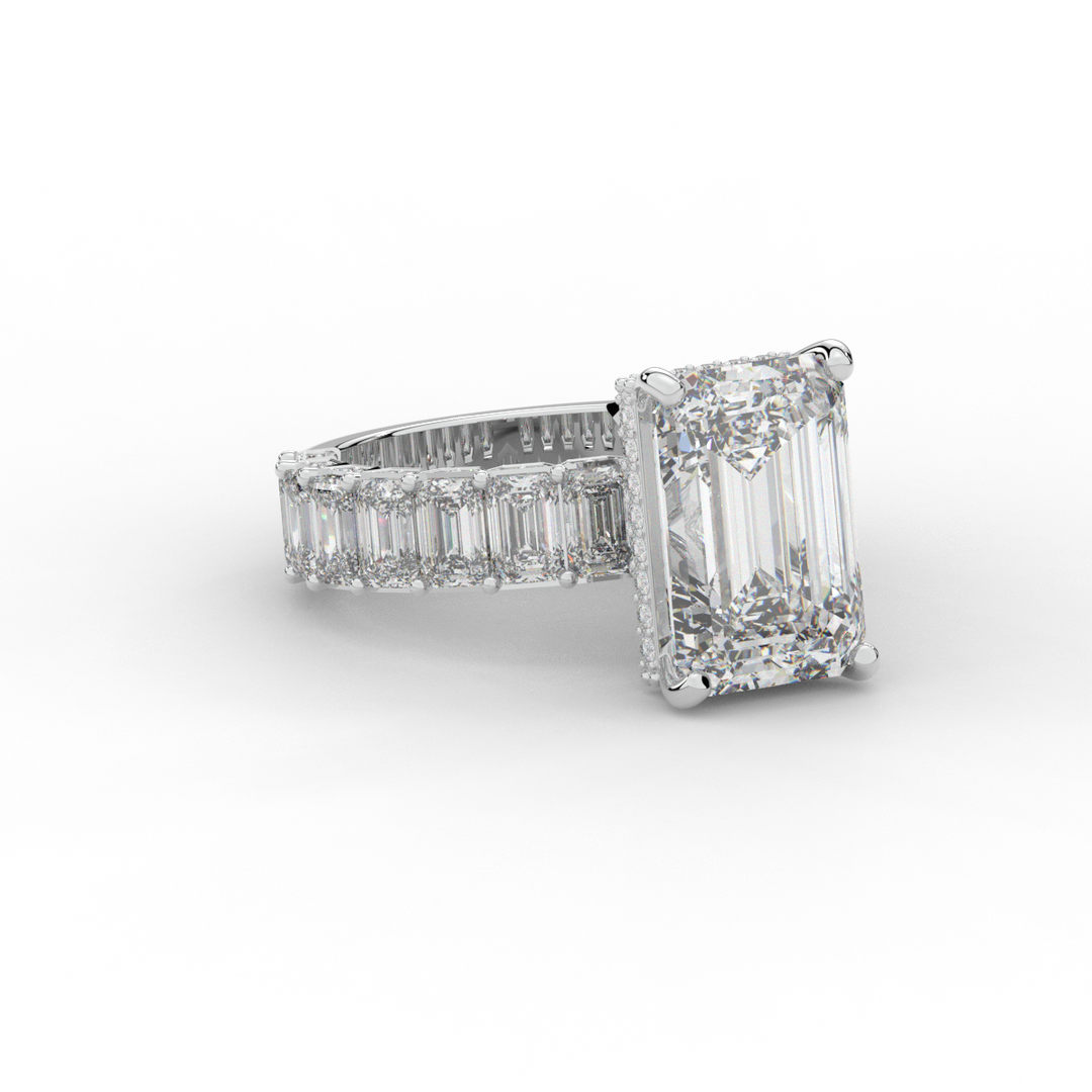 11.90CT.TW EMERALD CUT LAB DIAMOND SOLITAIRE ENGAGEMENT RING