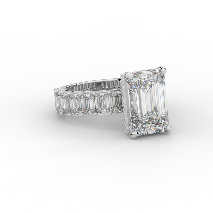 11.90CT.TW EMERALD CUT LAB DIAMOND SOLITAIRE ENGAGEMENT RING - Nazarelle