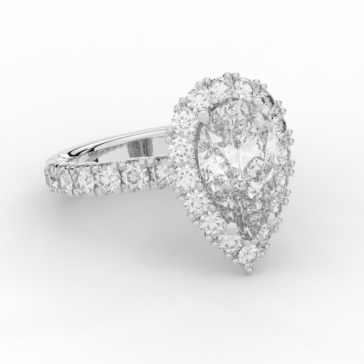 4.90CT.TW PEAR LAB DIAMOND HALO ENGAGEMENT RING - Nazarelle