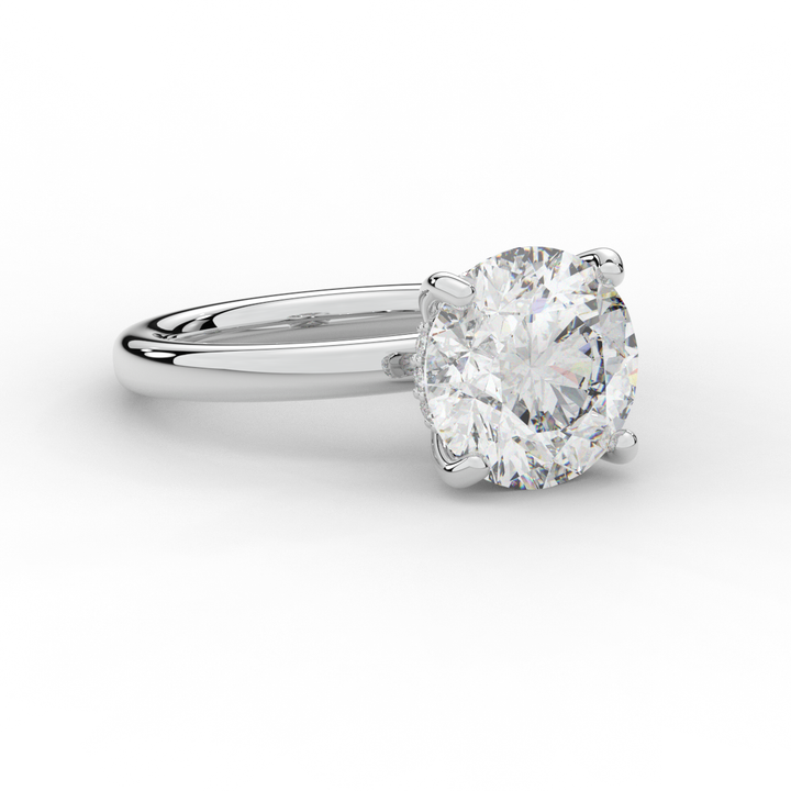 3.05CT.TW ROUND LAB DIAMOND UNDERHALO ENGAGEMENT RING - Nazarelle