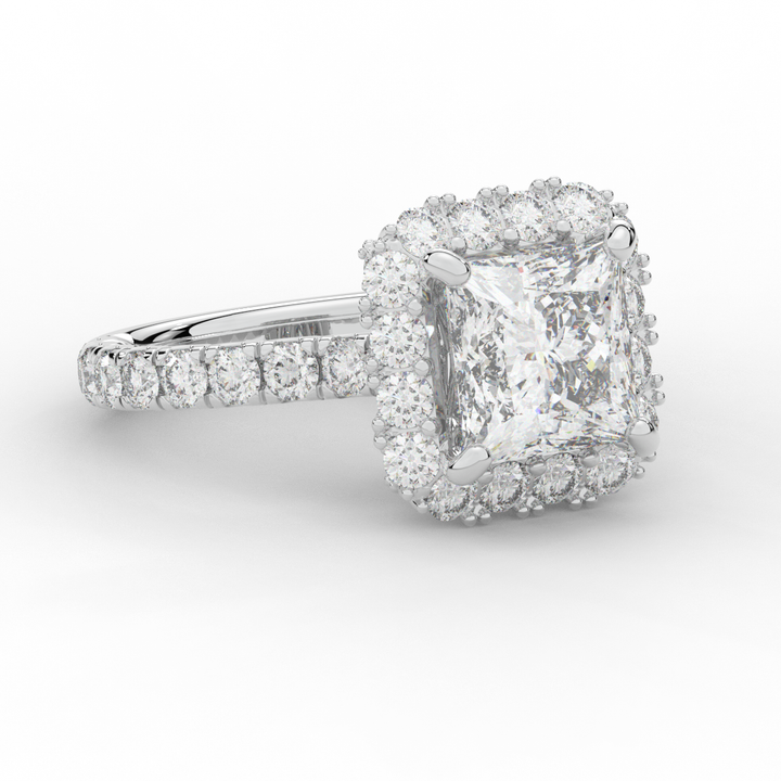 4.50CT.TW PRINCESS LAB DIAMOND HALO ENGAGEMENT RING - Nazarelle