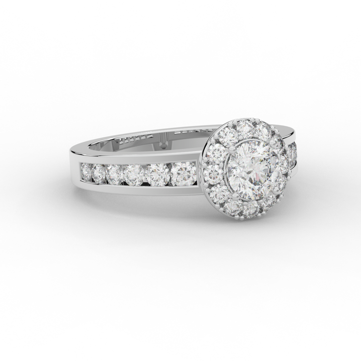 1.75CT.TW ROUND LAB DIAMOND HALO ENGAGEMENT RING - Nazarelle