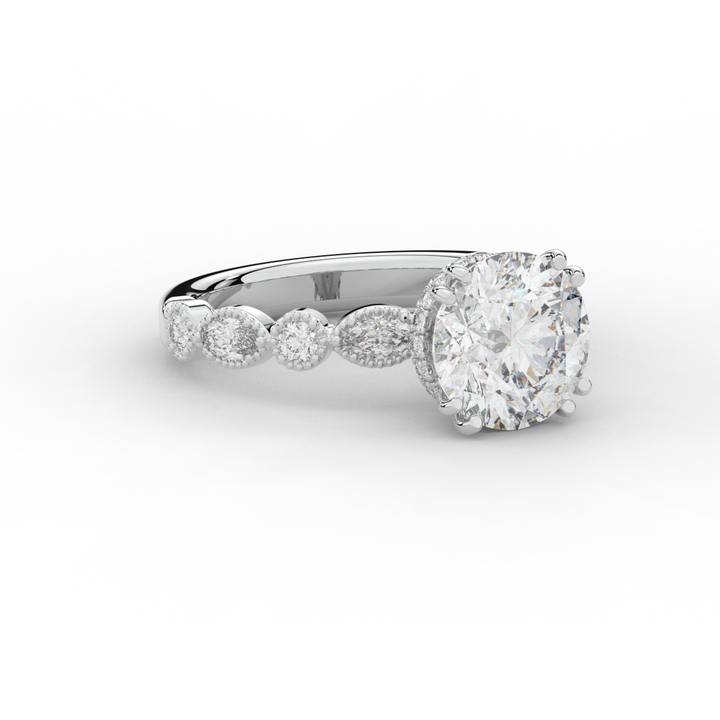 3.60CT.TW ROUND LAB DIAMOND SOLITAIRE ENGAGEMENT RING - Nazarelle