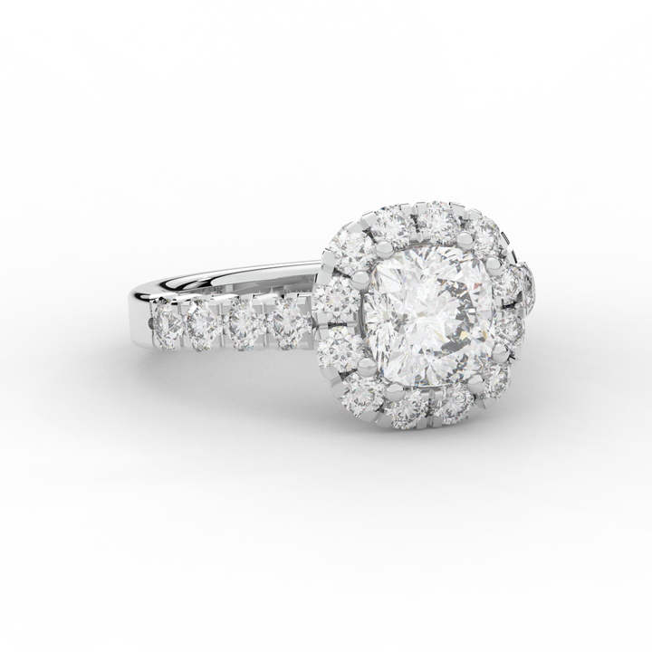 3.45CT.TW CUSHION LAB DIAMOND HALO ENGAGEMENT RING - Nazarelle