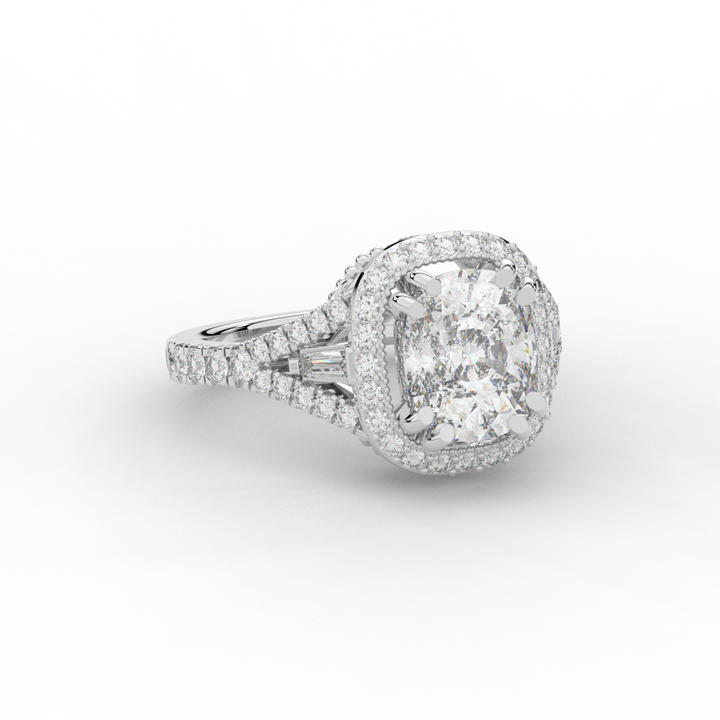 2.50CT.TW CUSHION LAB DIAMOND HALO ENGAGEMENT RING - Nazarelle