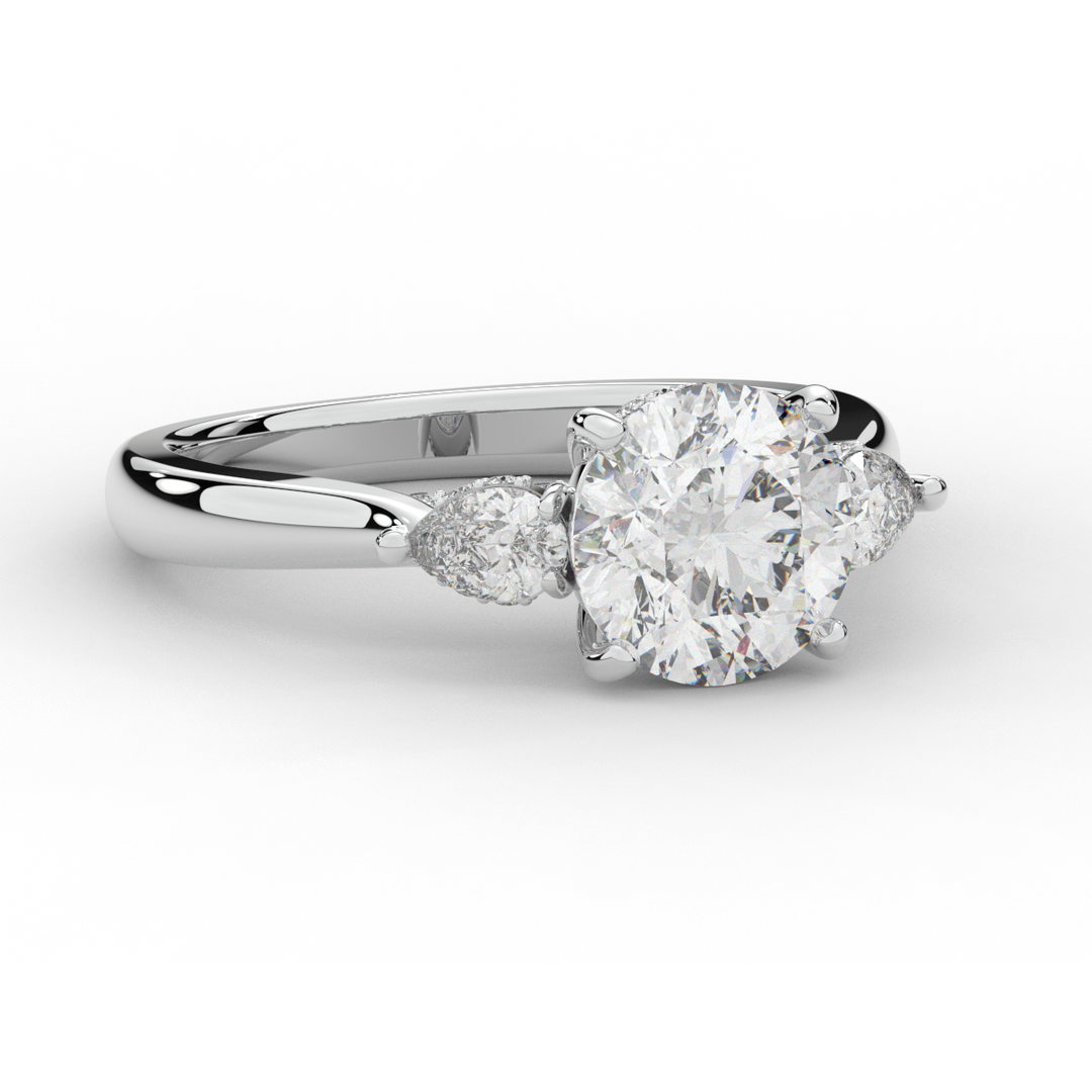 2.40CT.TW ROUND LAB DIAMOND 3 STONE ENGAGEMENT RING - Nazarelle