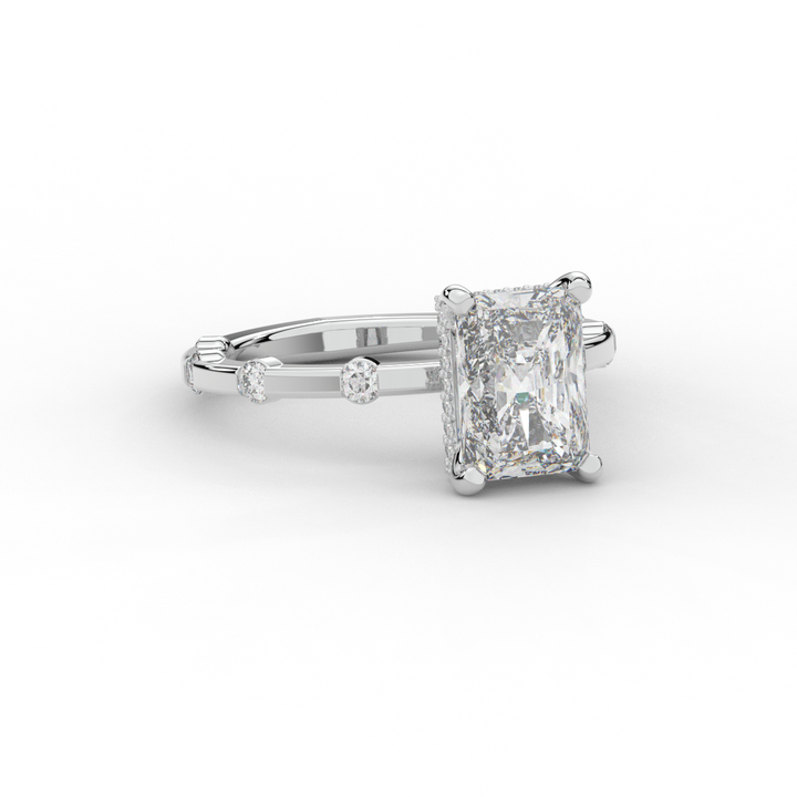 2.60CT.TW RADIANT LAB DIAMOND UNDERHALO SOLITAIRE ENGAGEMENT RING - Nazarelle