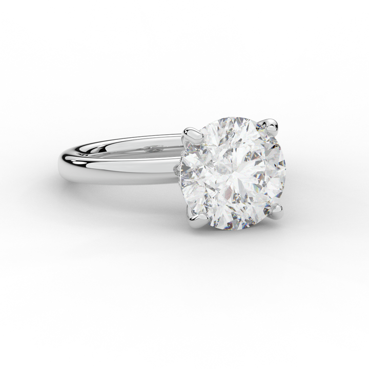 3.05CT.TW ROUND LAB DIAMOND UNDERHALO ENGAGEMENT RING - Nazarelle