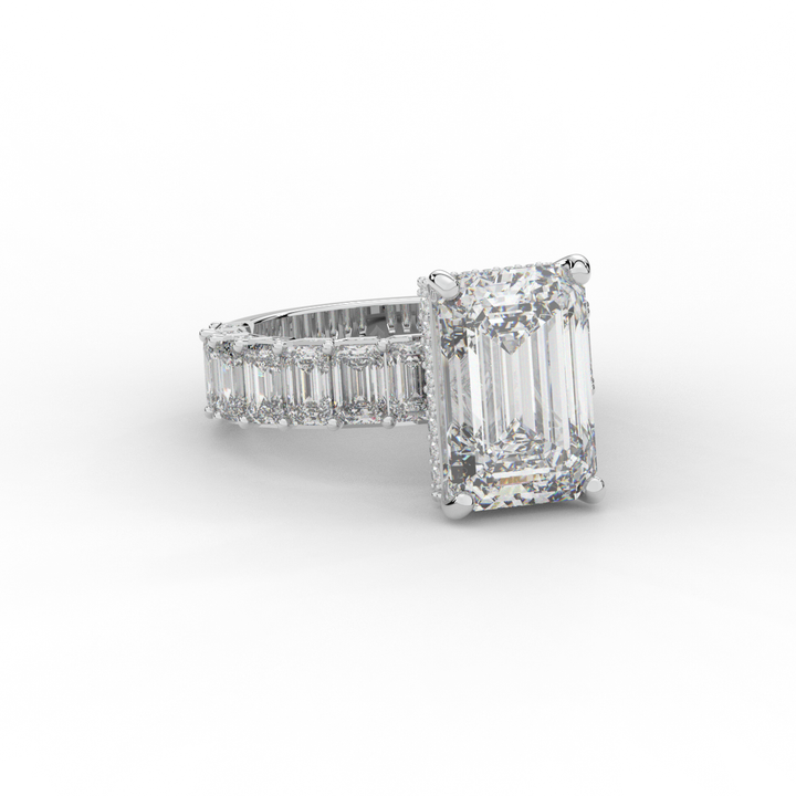 11.90CT.TW EMERALD CUT LAB DIAMOND SOLITAIRE ENGAGEMENT RING - Nazarelle