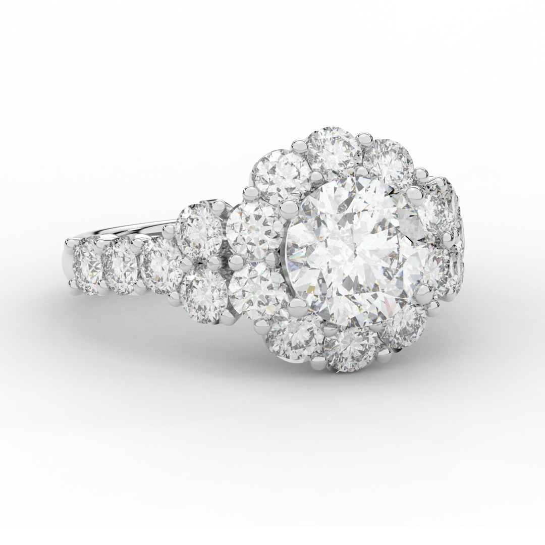 4.75CT.TW ROUND LAB DIAMOND HALO ENGAGEMENT RING - Nazarelle