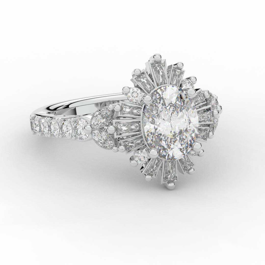 3.10CT.TW OVAL LAB DIAMOND HALO ENGAGEMENT RING - Nazarelle