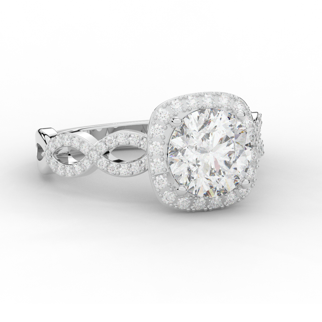 2.35CT.TW ROUND LAB DIAMOND HALO ENGAGEMENT RING - Nazarelle