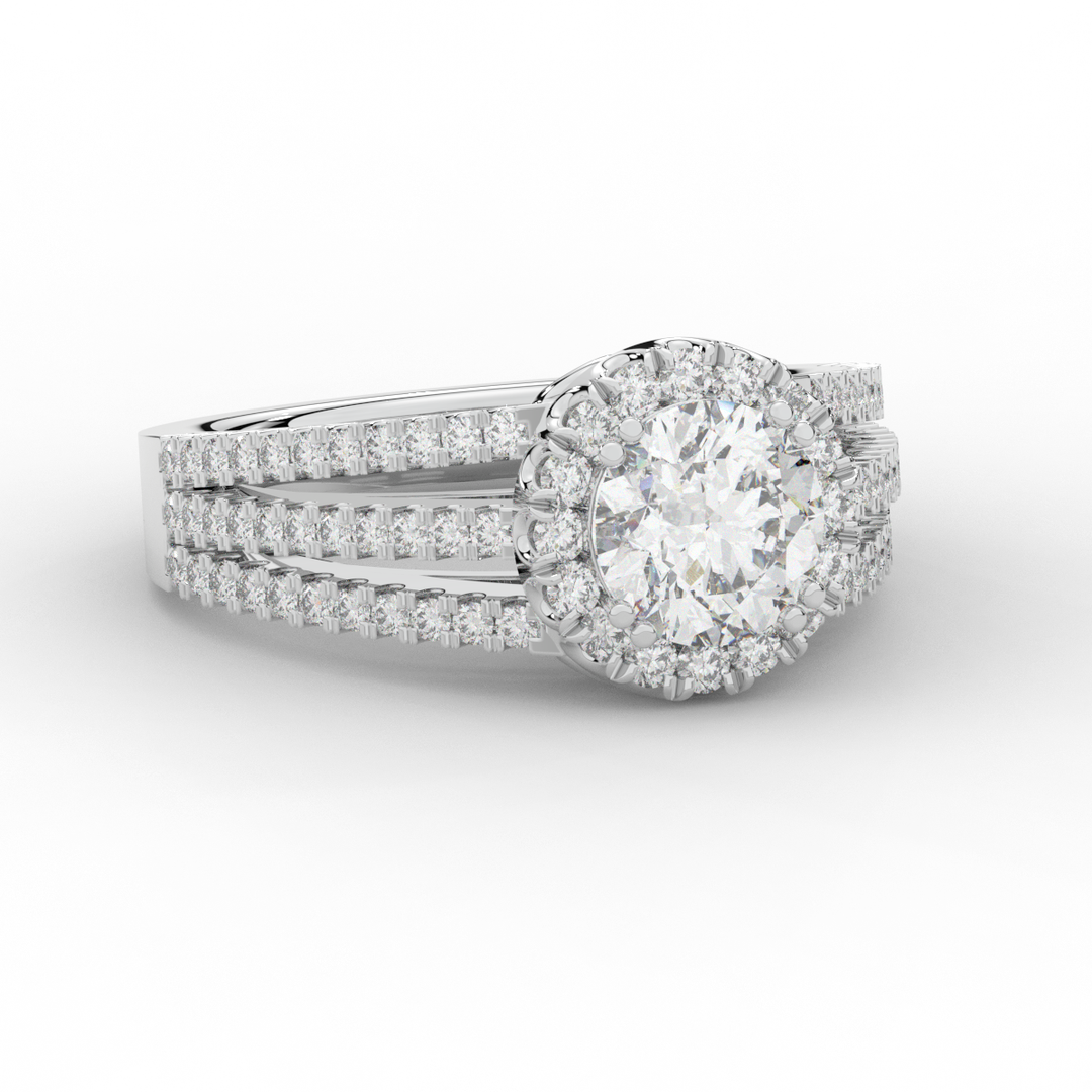 1.95CT.TW ROUND LAB DIAMOND HALO ENGAGEMENT RING - Nazarelle