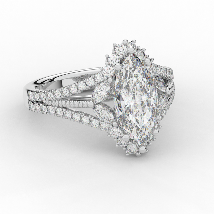 2.70CT.TW MARQUISE LAB DIAMOND HALO ENGAGEMENT RING - Nazarelle