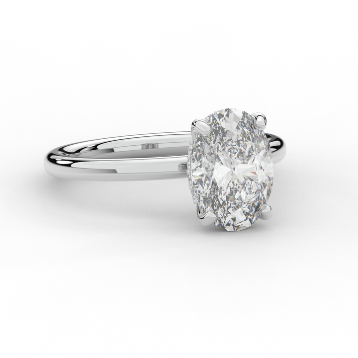 2.06CT.TW OVAL LAB DIAMOND UNDERHALO SOLIATIRE ENGAGEMENT RING - Nazarelle