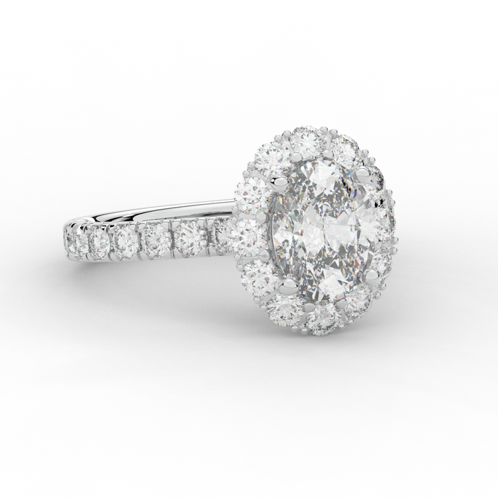 3.40CT.TW OVAL LAB DIAMOND HALO ENGAGEMENT RING - Nazarelle