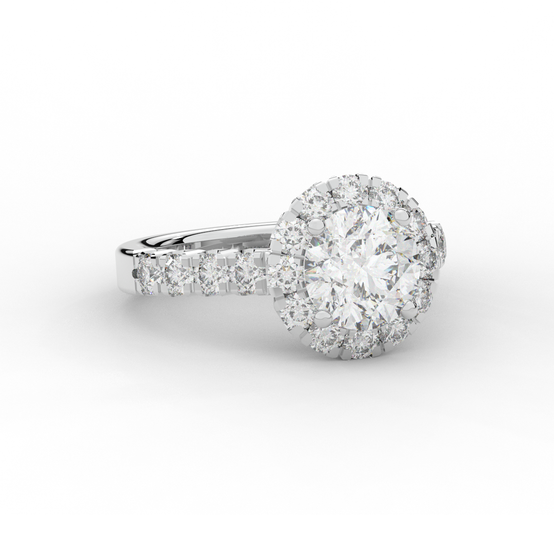 3.50CT.TW ROUND LAB DIAMOND HALO ENGAGEMENT RING - Nazarelle