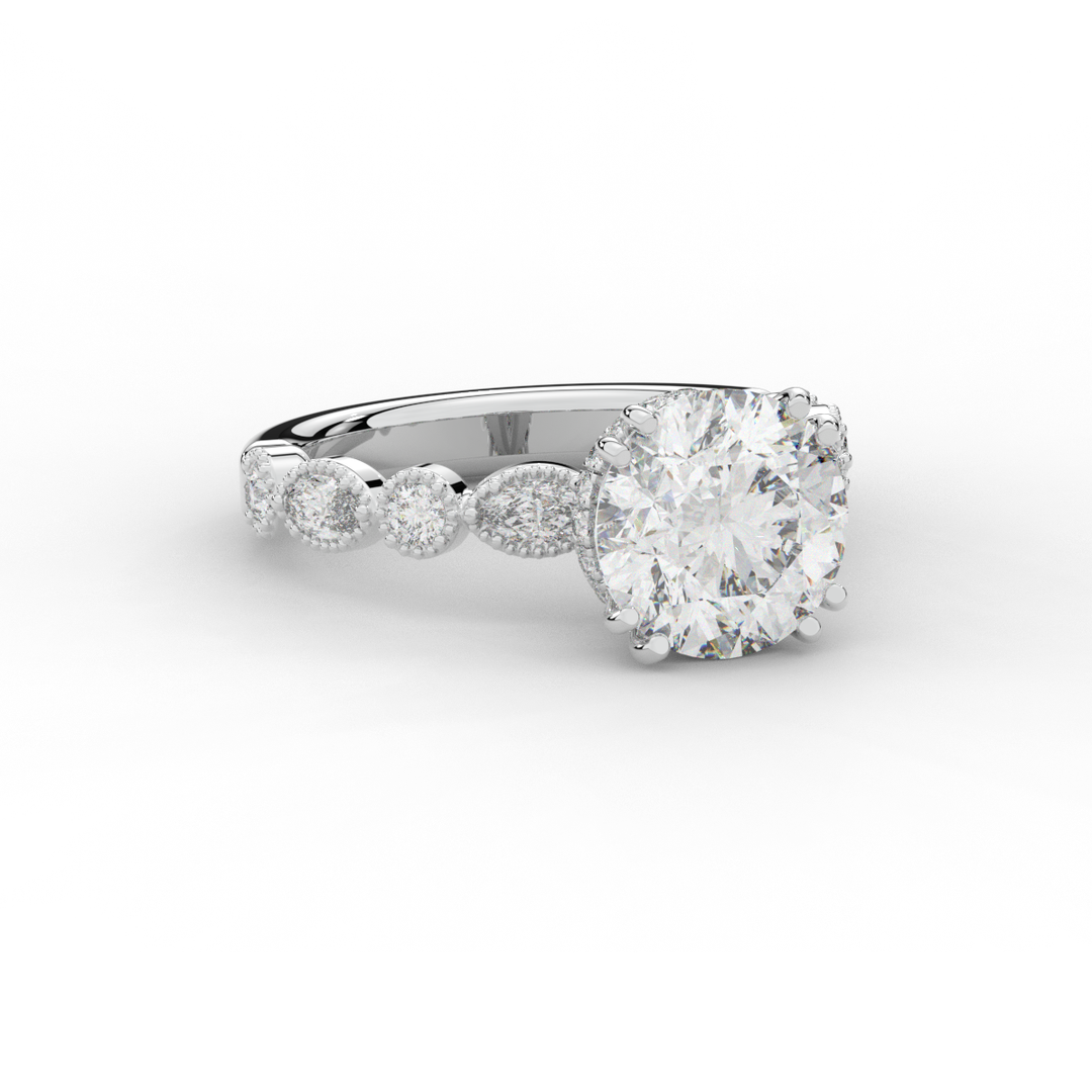 3.60CT.TW ROUND LAB DIAMOND SOLITAIRE ENGAGEMENT RING - Nazarelle