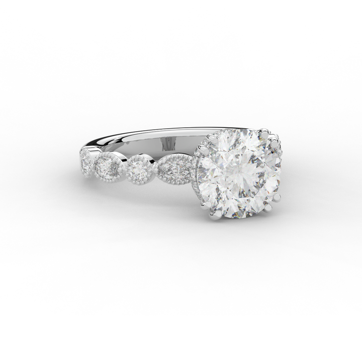 3.60CT.TW ROUND LAB DIAMOND SOLITAIRE ENGAGEMENT RING - Nazarelle