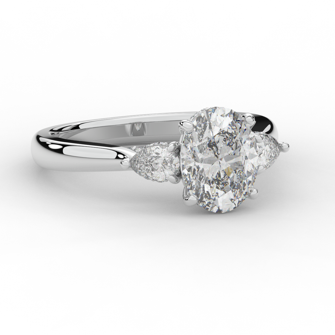 2.40CT.TW OVAL LAB DIAMOND 3 STONE ENGAGEMENT RING - Nazarelle