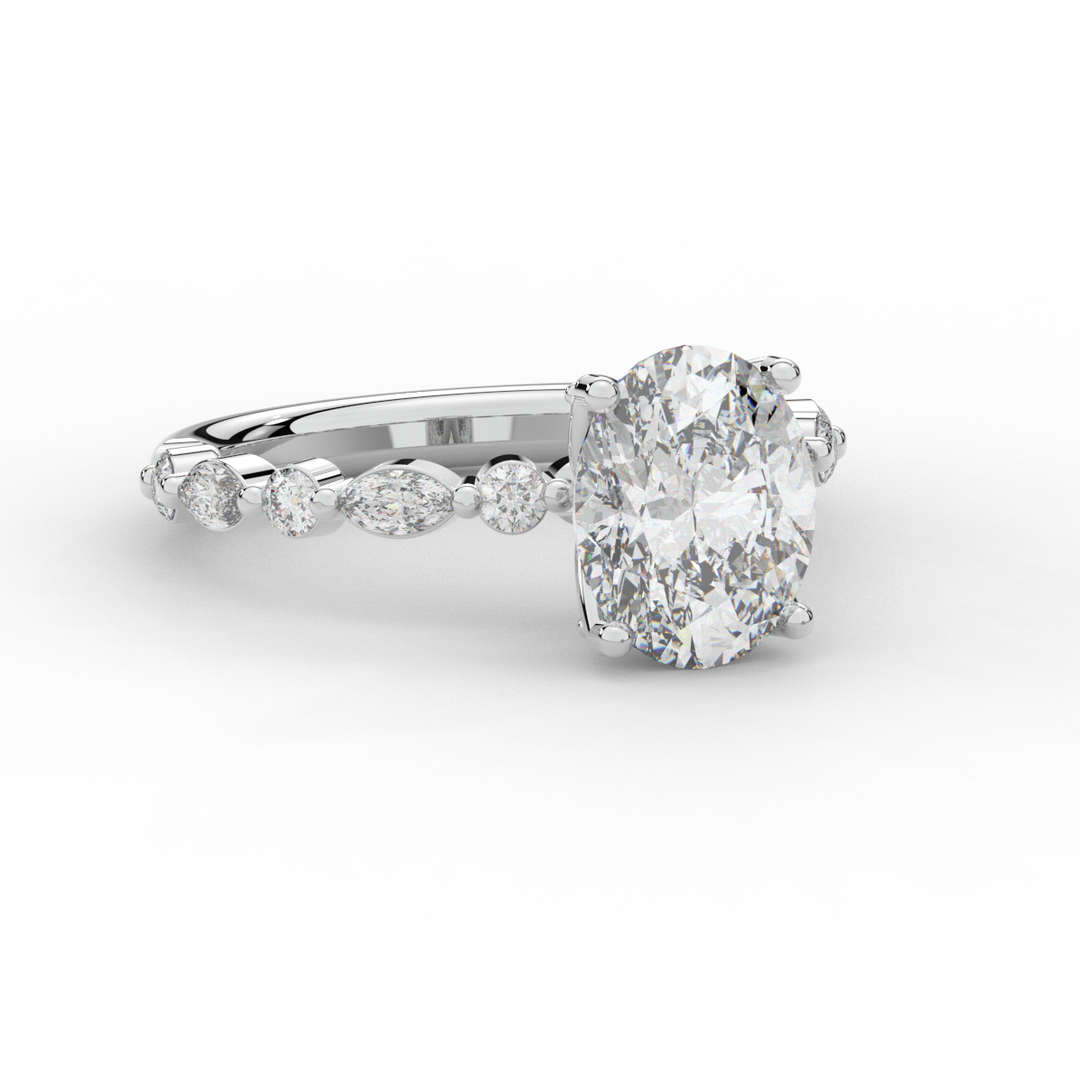 3.10CT.TW OVAL LAB DIAMOND SOLITAIRE ENGAGEMENT RING - Nazarelle