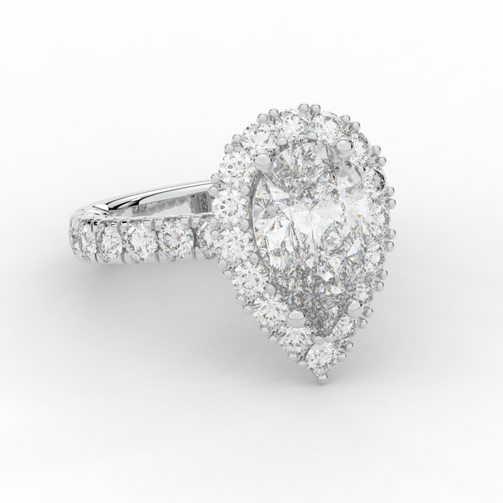 4.90CT.TW PEAR LAB DIAMOND HALO ENGAGEMENT RING - Nazarelle