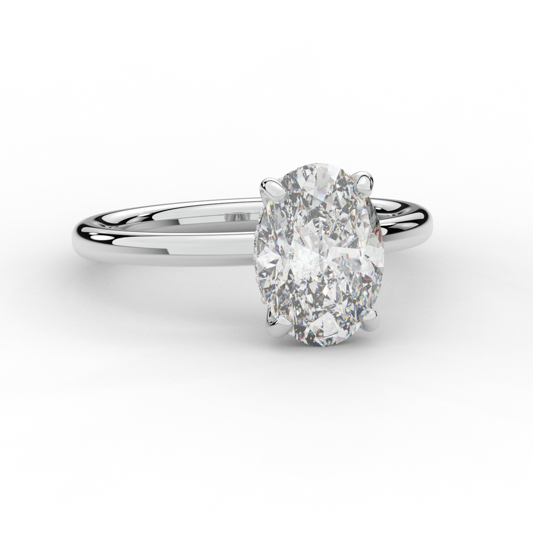 2.06CT.TW OVAL LAB DIAMOND UNDERHALO SOLIATIRE ENGAGEMENT RING - Nazarelle