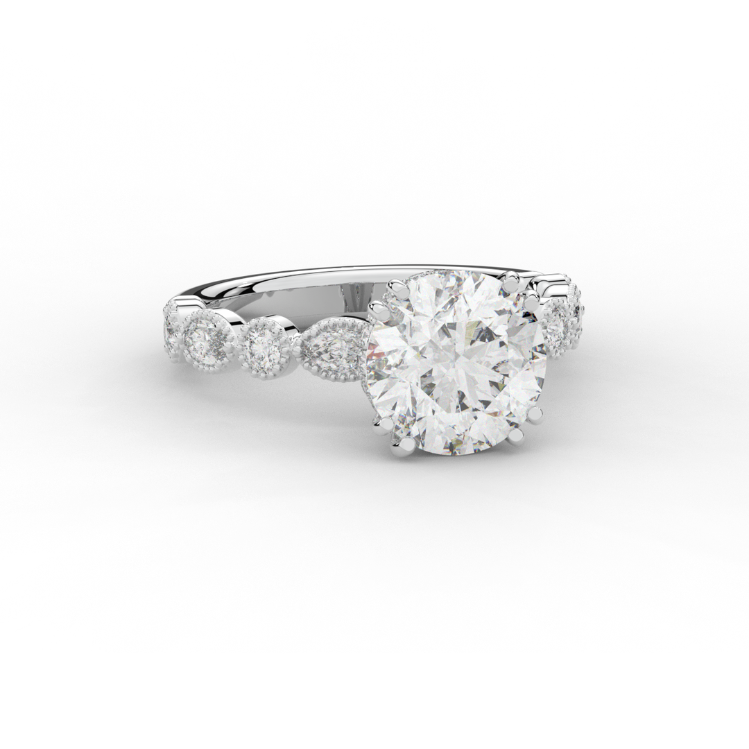 3.60CT.TW ROUND LAB DIAMOND SOLITAIRE ENGAGEMENT RING - Nazarelle