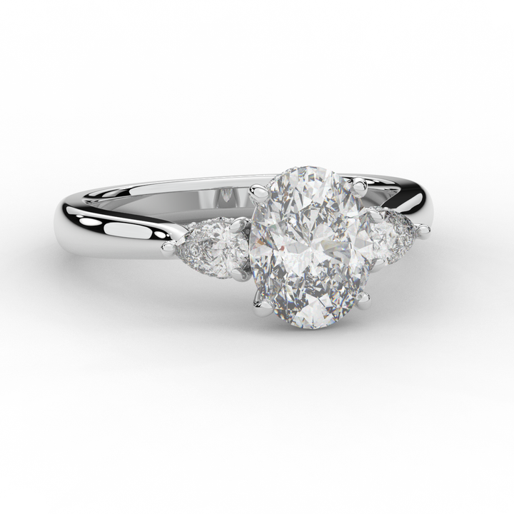 2.40CT.TW OVAL LAB DIAMOND 3 STONE ENGAGEMENT RING - Nazarelle