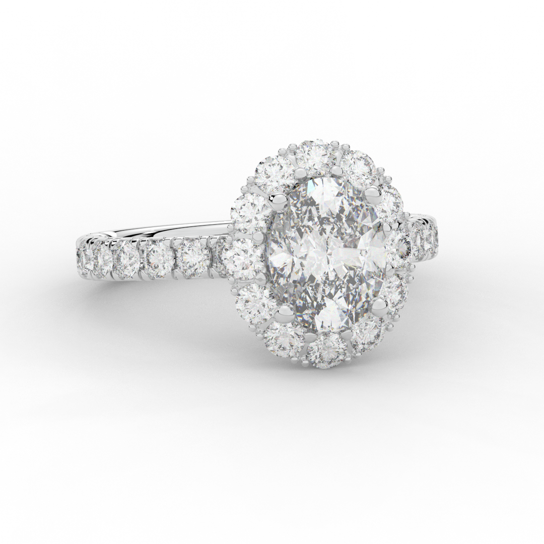 3.40CT.TW OVAL LAB DIAMOND HALO ENGAGEMENT RING - Nazarelle