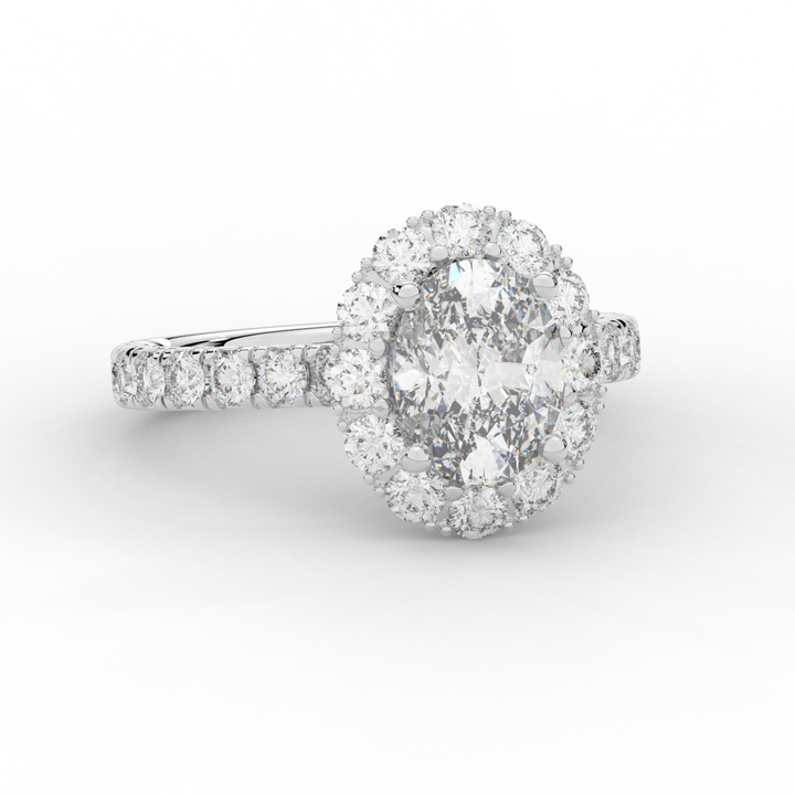 3.40CT.TW OVAL LAB DIAMOND HALO ENGAGEMENT RING - Nazarelle