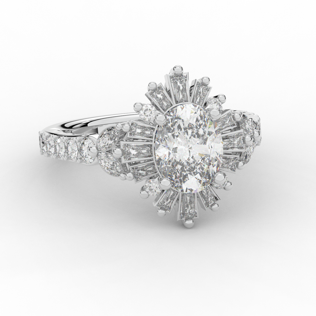 3.10CT.TW OVAL LAB DIAMOND HALO ENGAGEMENT RING - Nazarelle