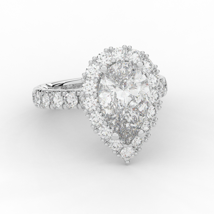 4.90CT.TW PEAR LAB DIAMOND HALO ENGAGEMENT RING - Nazarelle