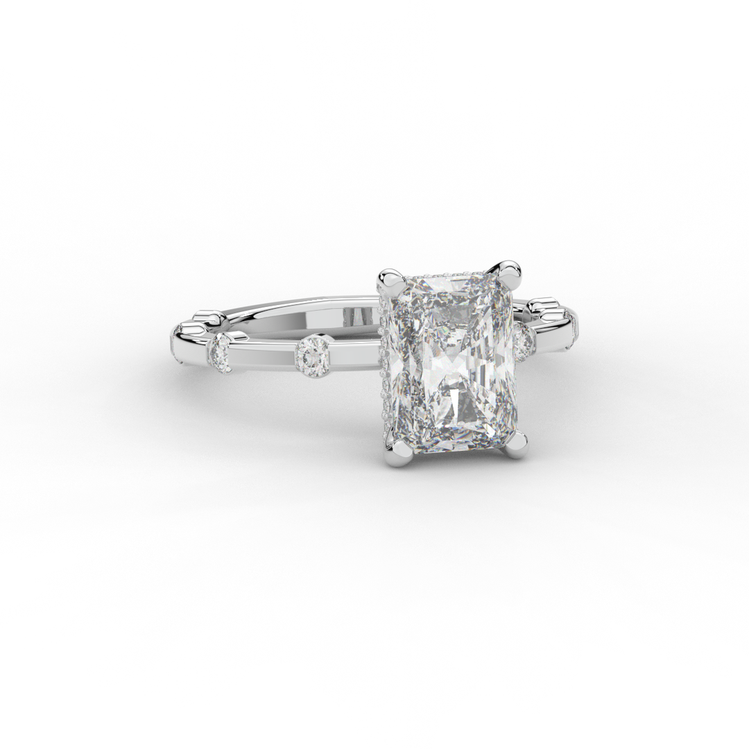 2.60CT.TW RADIANT LAB DIAMOND UNDERHALO SOLITAIRE ENGAGEMENT RING - Nazarelle