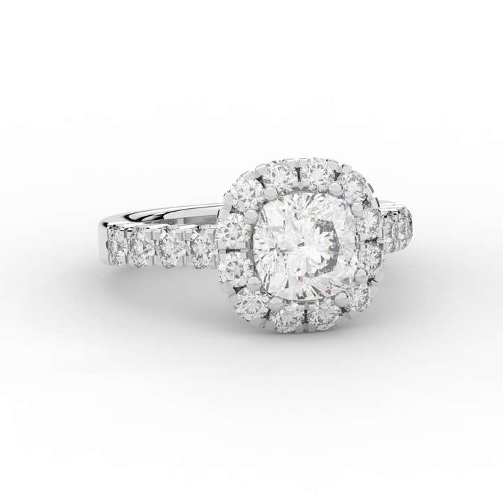 3.45CT.TW CUSHION LAB DIAMOND HALO ENGAGEMENT RING - Nazarelle