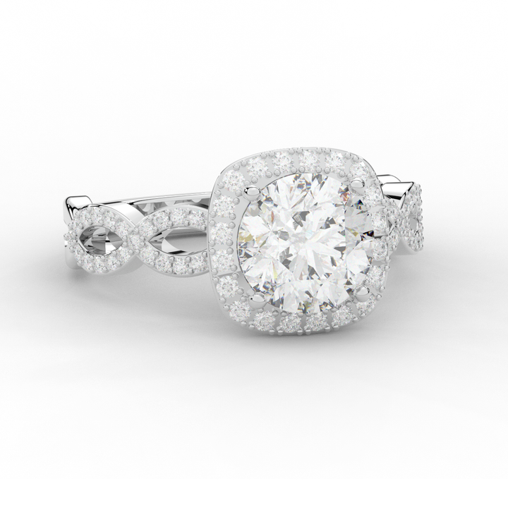 2.35CT.TW ROUND LAB DIAMOND HALO ENGAGEMENT RING - Nazarelle