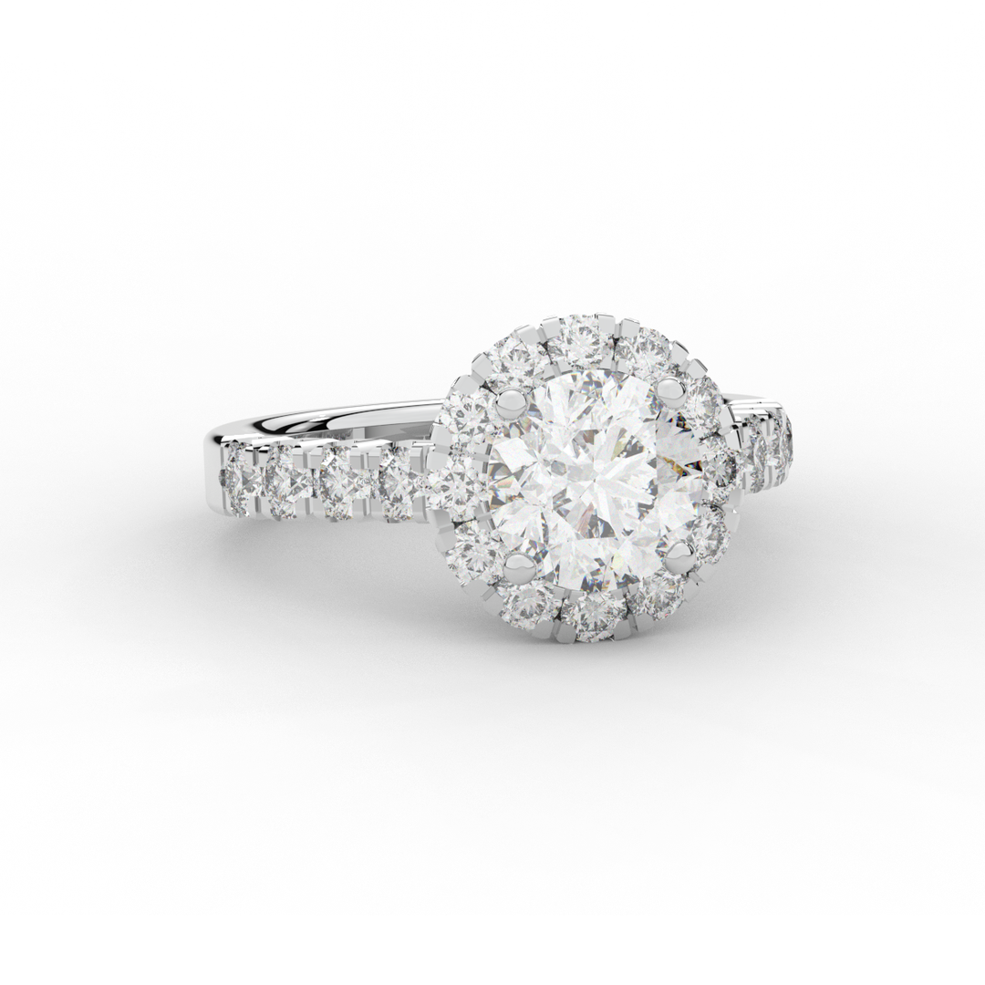 3.50CT.TW ROUND LAB DIAMOND HALO ENGAGEMENT RING - Nazarelle