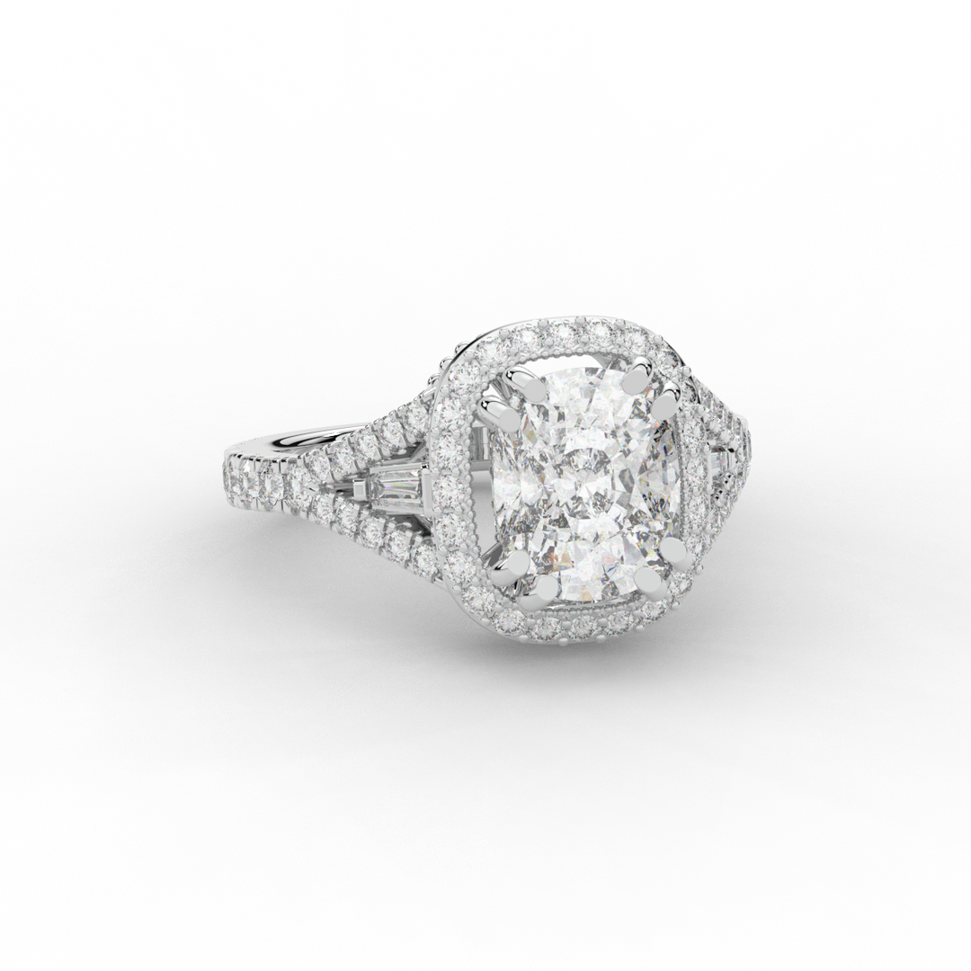 2.50CT.TW CUSHION LAB DIAMOND HALO ENGAGEMENT RING - Nazarelle