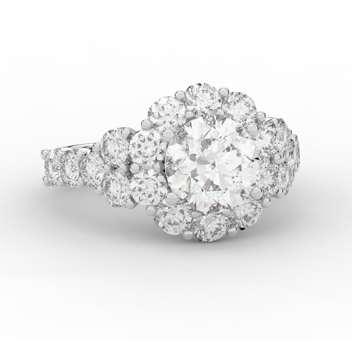 4.75CT.TW ROUND LAB DIAMOND HALO ENGAGEMENT RING - Nazarelle