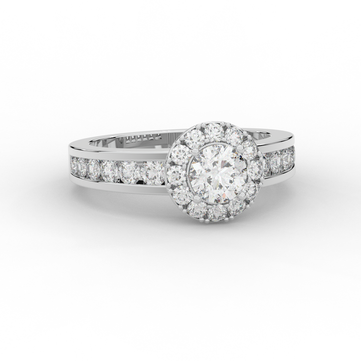 1.75CT.TW ROUND LAB DIAMOND HALO ENGAGEMENT RING - Nazarelle