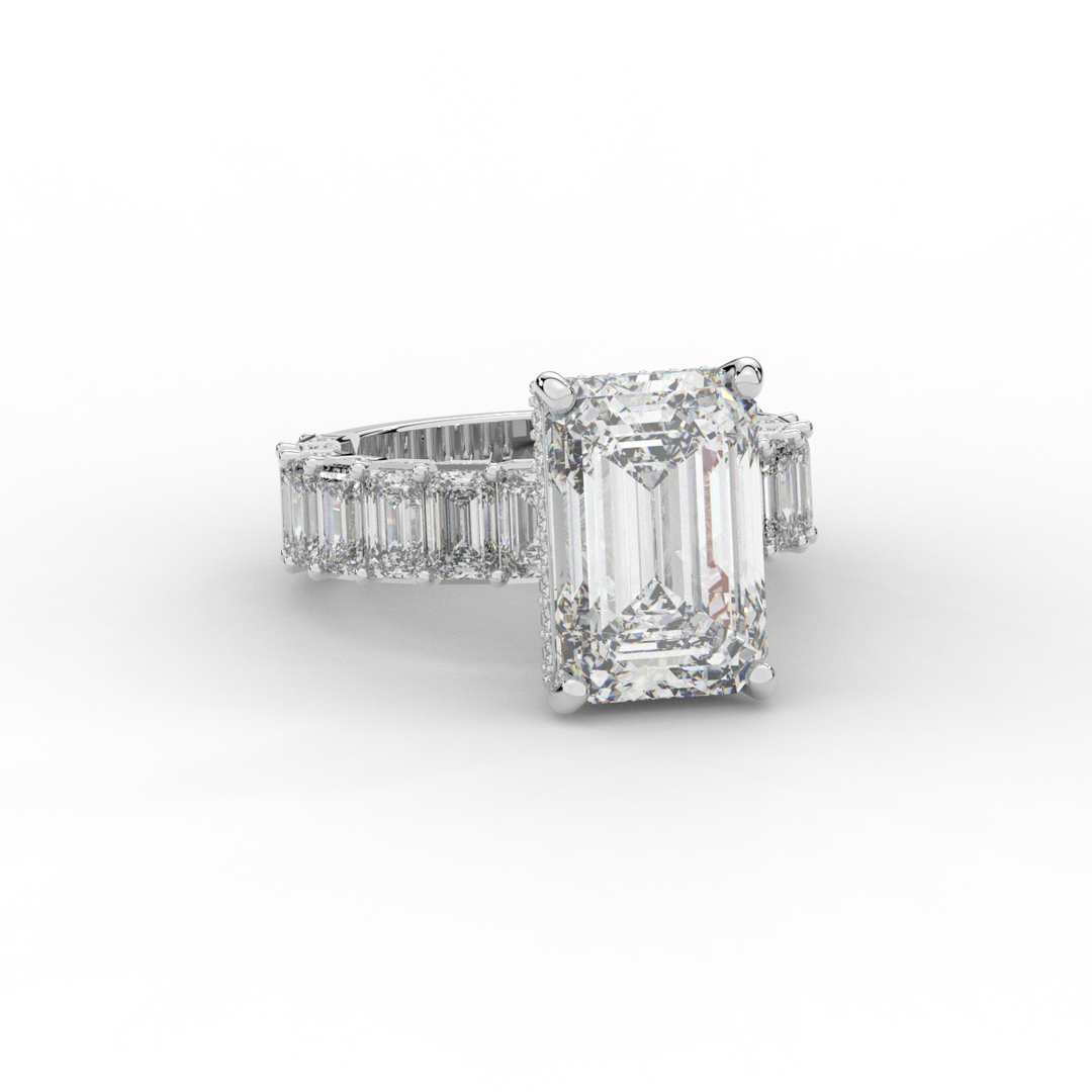 11.90CT.TW EMERALD CUT LAB DIAMOND SOLITAIRE ENGAGEMENT RING - Nazarelle