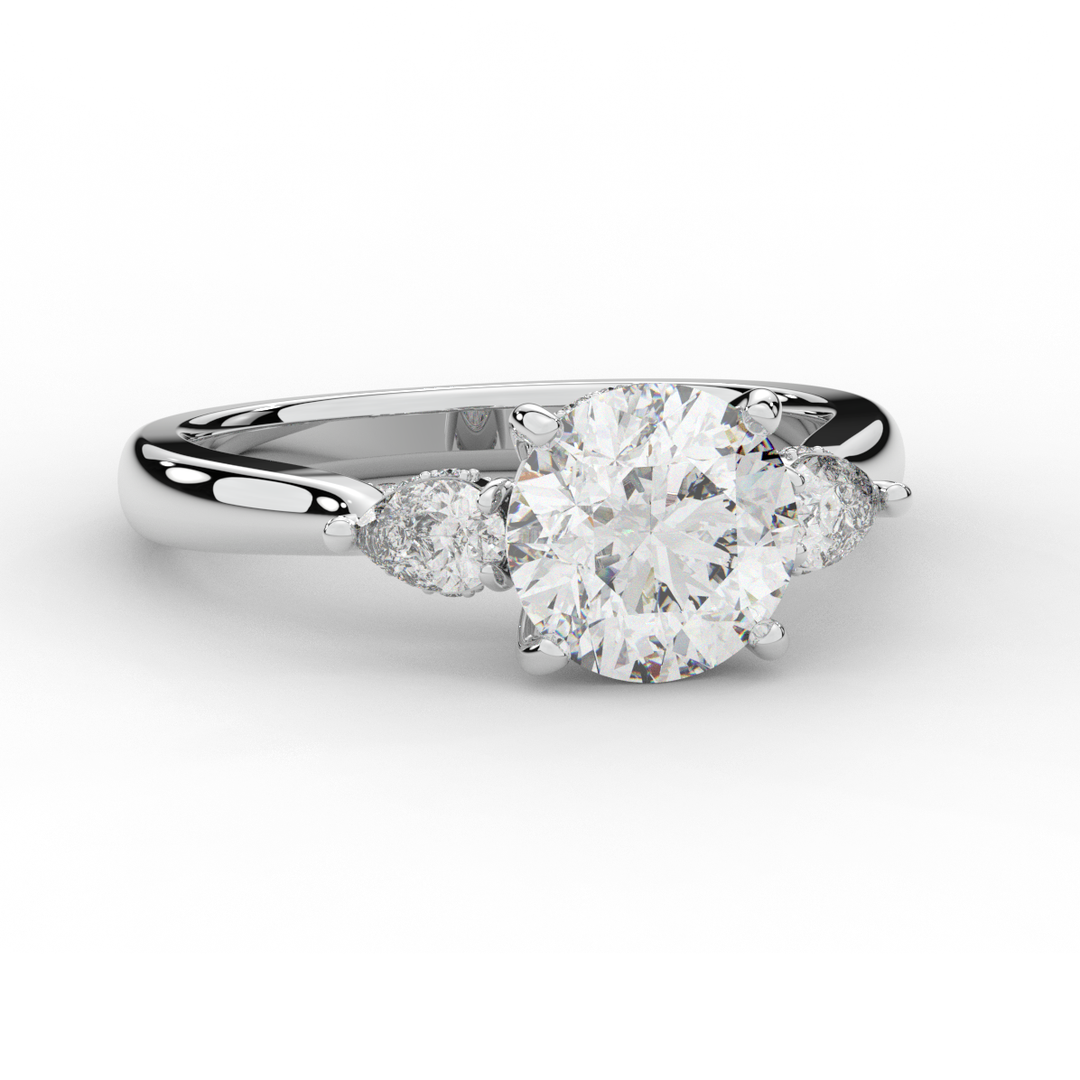 2.40CT.TW ROUND LAB DIAMOND 3 STONE ENGAGEMENT RING - Nazarelle